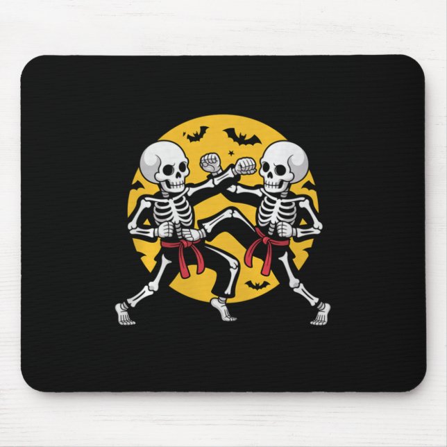 Halloween Skelette Karate Martial Arts Premium Mousepad (Vorne)
