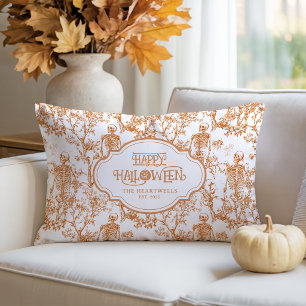 Halloween Skelette Orange Toile-Muster Name Jahr Lendenkissen