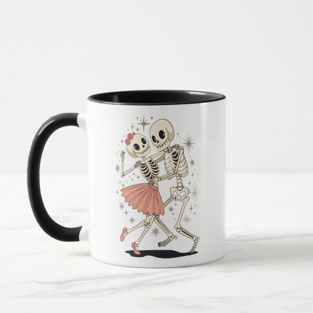 Halloween-Skelette, Retro-Skelett Tasse (Links)