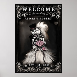 Halloween Skelette Rosa Blumenzehen Poster