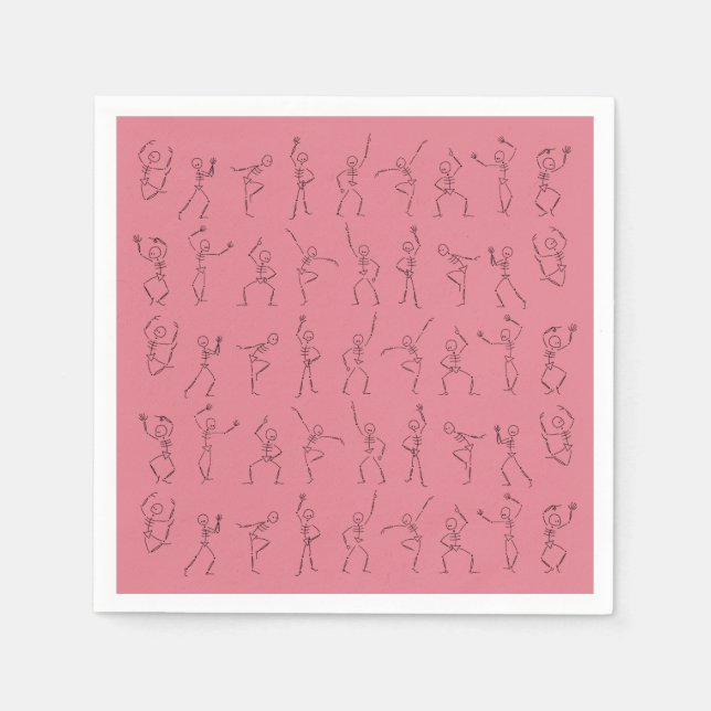 Halloween-Skelette tanzen - rosa Serviette (Vorderseite)
