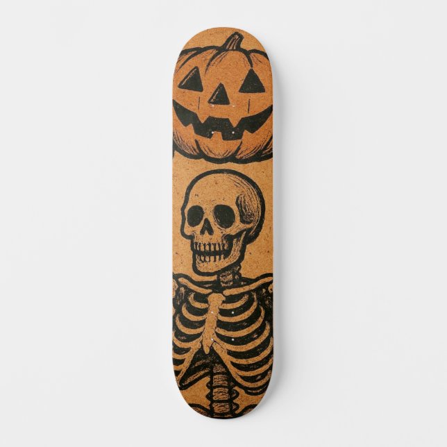Halloween-Skelette Vintag/Retro Skateboard (Vorderseite)