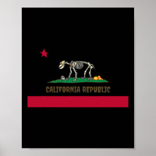 Halloween Skeletter Bär California Ca State Flag F Poster