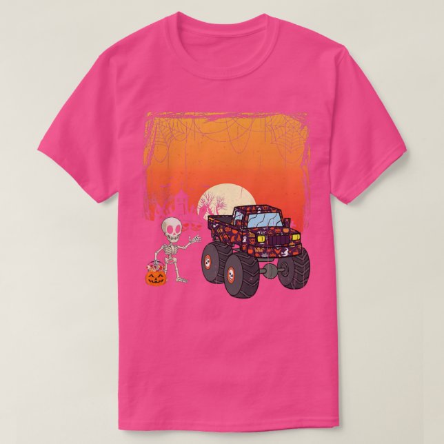 Halloween Skeletter LKW für Jungen Kinder Hal T-Shirt (Design vorne)