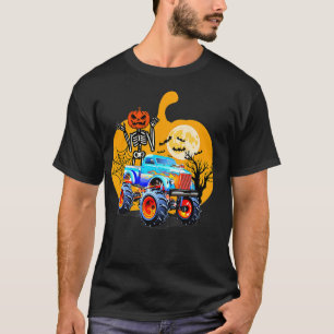 Halloween Skeletter Riding Monster Truck Pumpkin B T-Shirt