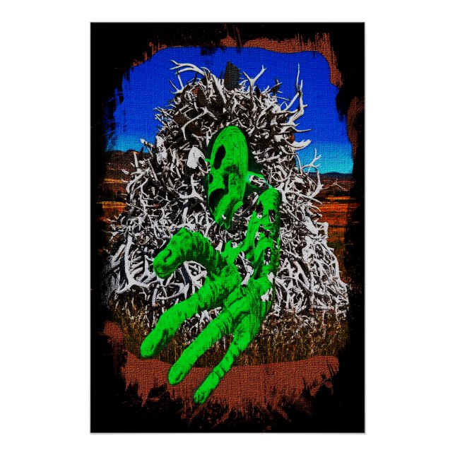 Halloween Skelettknochen antlers 3D Finger Poster (Vorderseite)