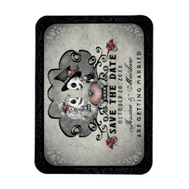 Halloween Skeletts Black Gray & Red Heart Magnet