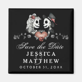 Halloween Skeletts Black Heart Save the Date Magnet