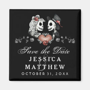 Halloween Skeletts Black Heart Save the Date Magnet