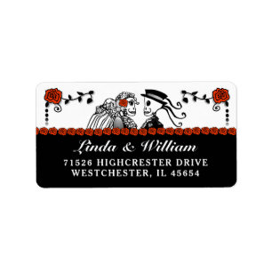 Halloween Skeletts Rote Rosen Adresse Adressaufkleber
