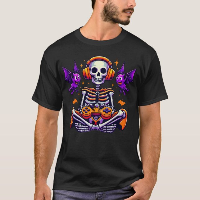 Halloween Skelettspiel T-Shirt (Vorderseite)