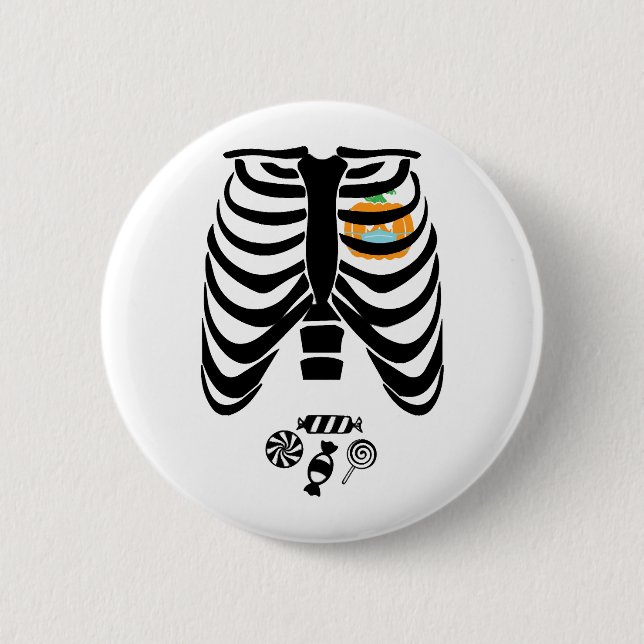 Halloween Skelton T - Shirt Funny Halloween-Gesche Button (Vorderseite)