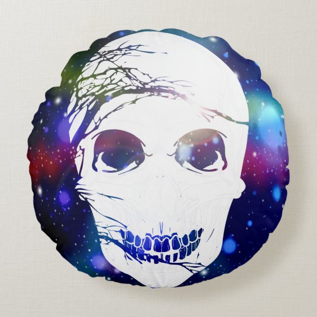 Halloween Skull #4 Rundes Kissen (Vorderseite)
