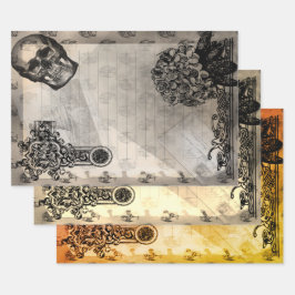 Halloween Skull and Black Hydrangea Blume Geschenkpapier Set