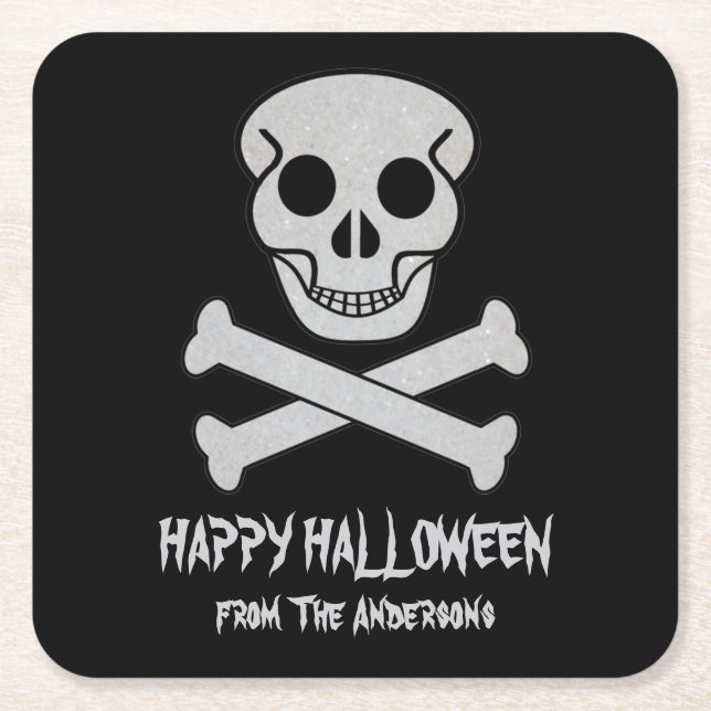 Halloween Skull and Bones Paper Untersetzer (Vorderseite)