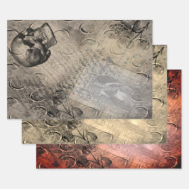 Halloween Skull and Moon Pattern Briefmarke Epheme Geschenkpapier Set