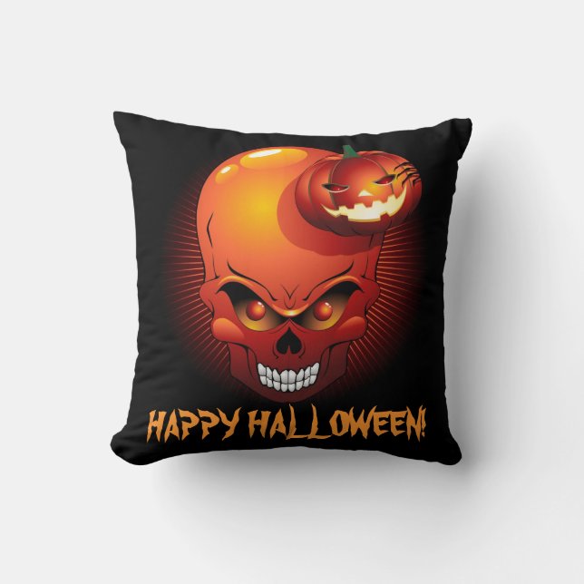 Halloween Skull and Pumpkin American MoJo Pillows Kissen (Vorderseite)