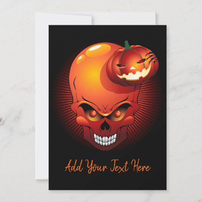 Halloween Skull and Pumpkin Einladung (Vorderseite)