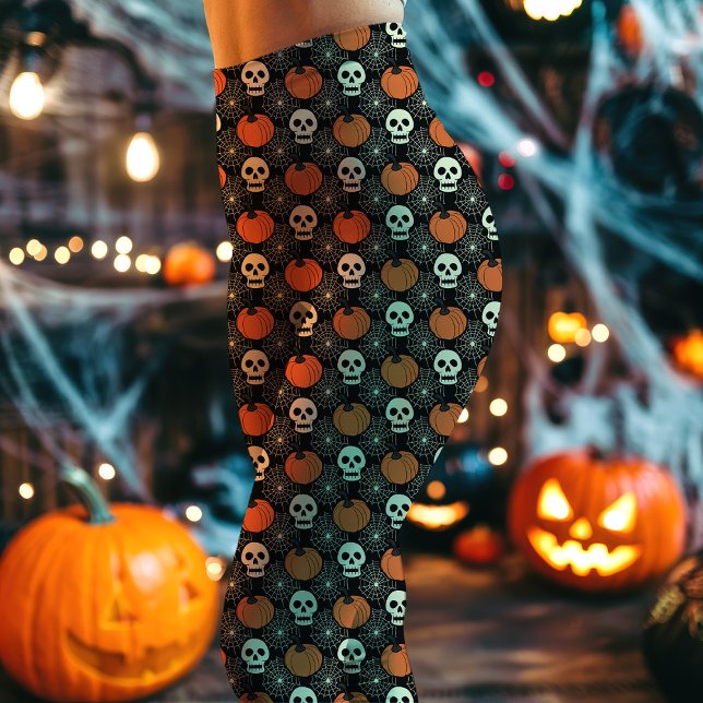 Halloween Skull and Pumpkin Pattern Leggings (Von Creator hochgeladen)