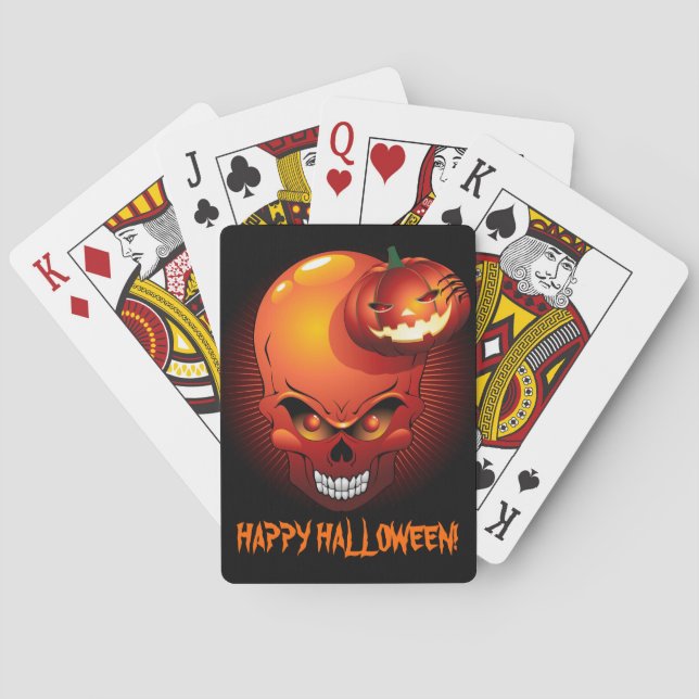 Halloween Skull and Pumpkin Playing Cards Spielkarten (Rückseite)