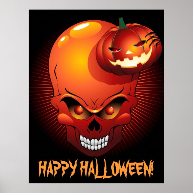 Halloween Skull and Pumpkin Poster (Vorne)
