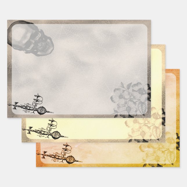 Halloween Skull and Spider Web Beängstigend Epheme Geschenkpapier Set (Set)