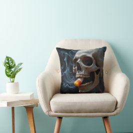 Halloween Skull Biting Candy Corn Kissen