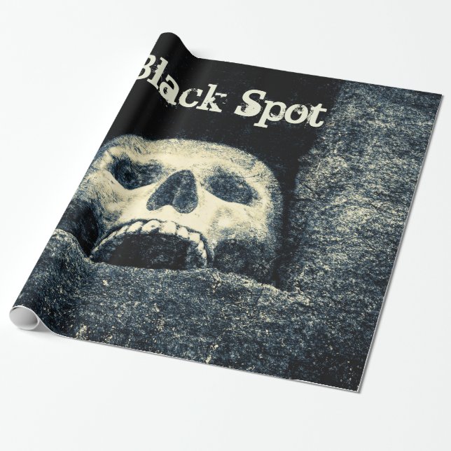 Halloween Skull Black Spot Geschenkpapier (Ungerollt)