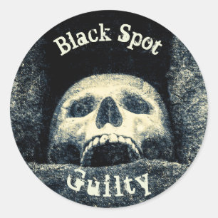 Halloween Skull Black Spot Guilty Runder Aufkleber