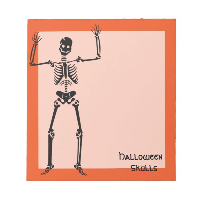 Halloween Skull Bone Skeleton Notizblock (Vorderseite)