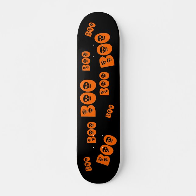 Halloween Skull "Boo" Skateboard (Vorne)