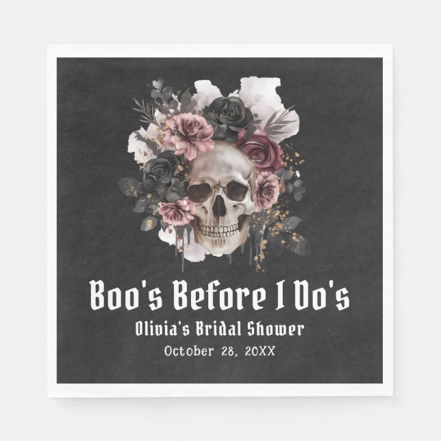 Halloween Skull Boo's Before I Do's Brautparty Serviette (Vorderseite)
