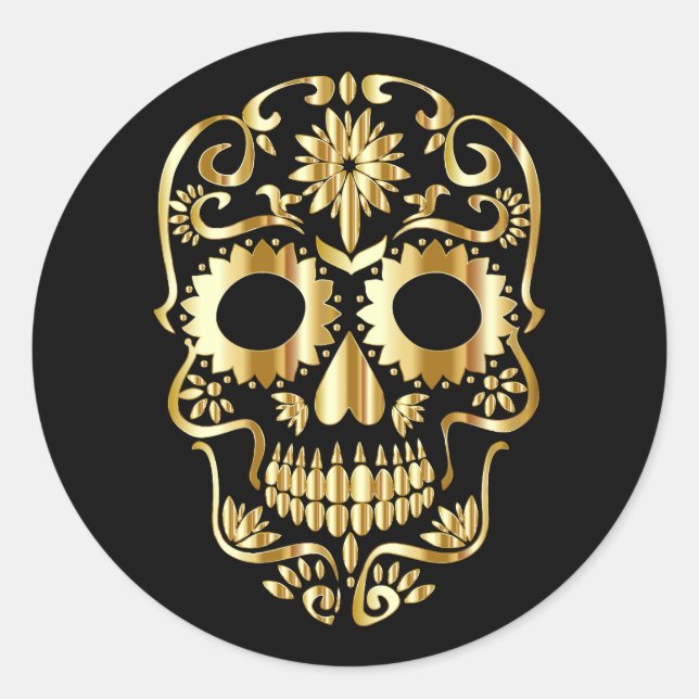 Halloween Skull Classic Round Sticker (Vorderseite)