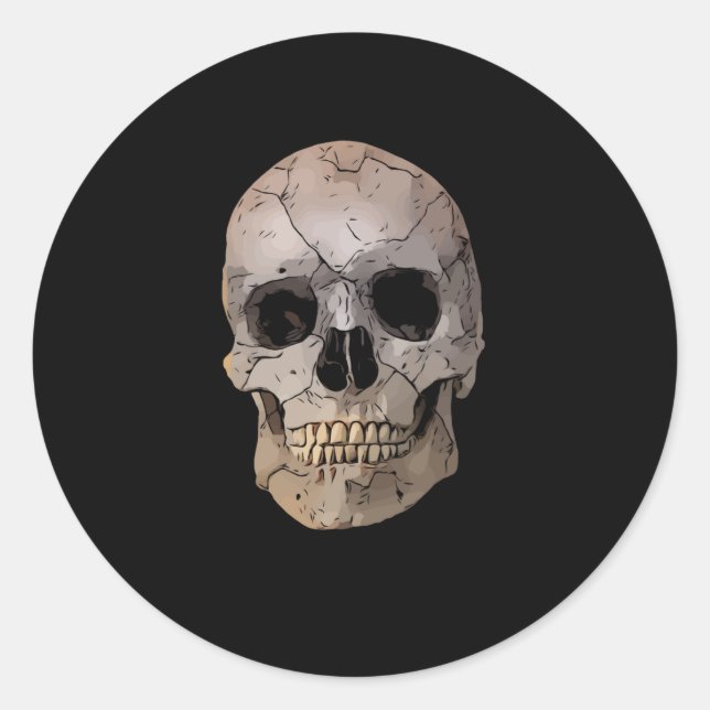 Halloween Skull Classic Round Sticker (Vorderseite)