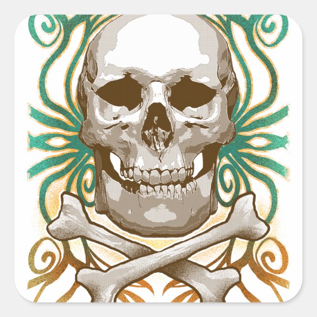 Halloween Skull Classic Round Sticker (Vorderseite)