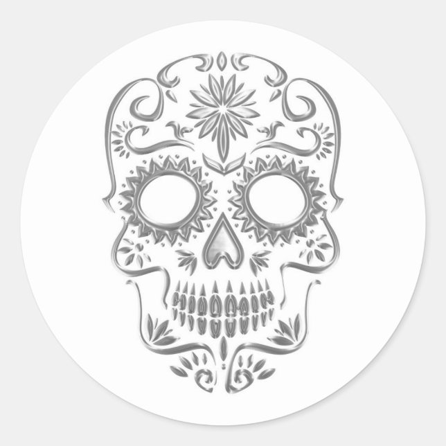 Halloween Skull Classic Round Sticker (Vorderseite)