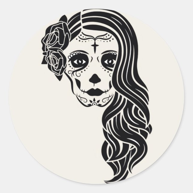 Halloween Skull Classic Round Sticker (Vorderseite)