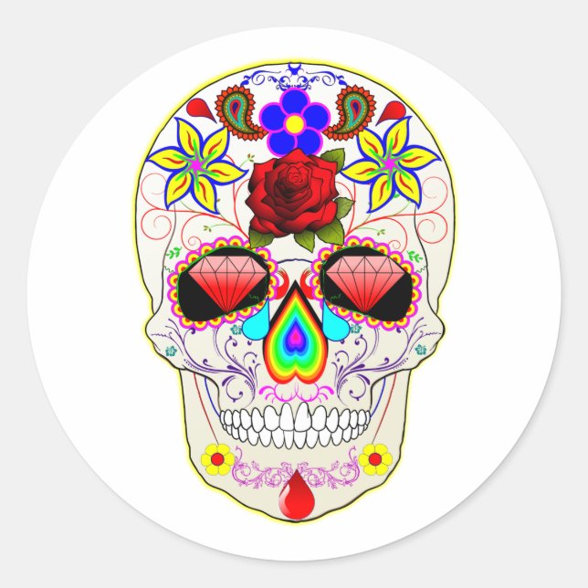 Halloween Skull Classic Round Sticker (Vorderseite)