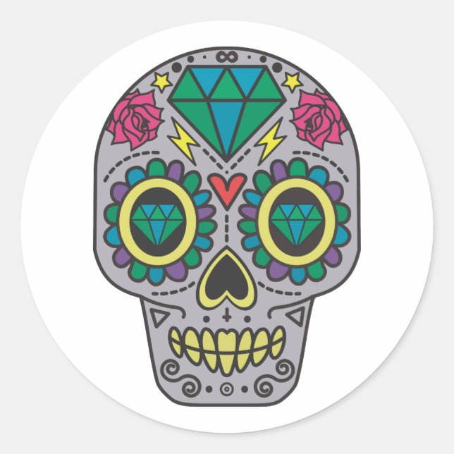 Halloween Skull Classic Round Sticker (Vorderseite)