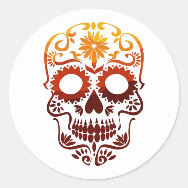 Halloween Skull Classic Round Sticker (Vorderseite)