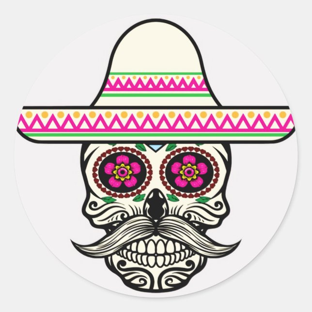 Halloween Skull Classic Round Sticker (Vorderseite)