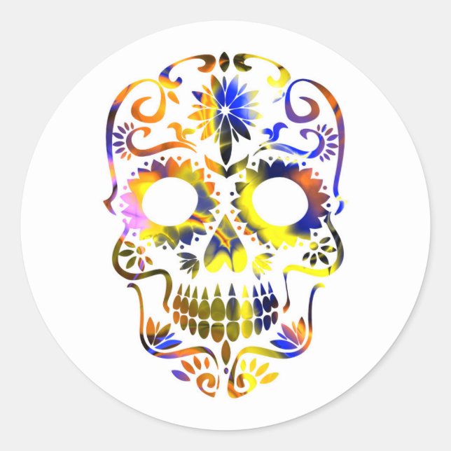 Halloween Skull Classic Round Sticker (Vorderseite)