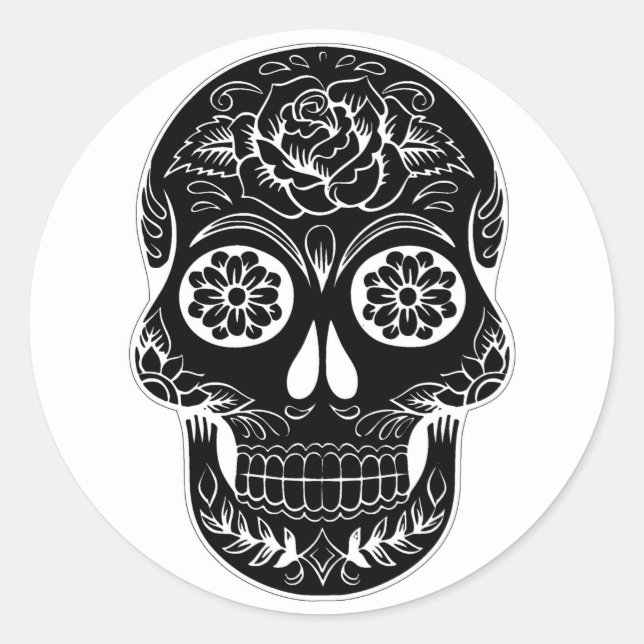 Halloween Skull Classic Round Sticker (Vorderseite)