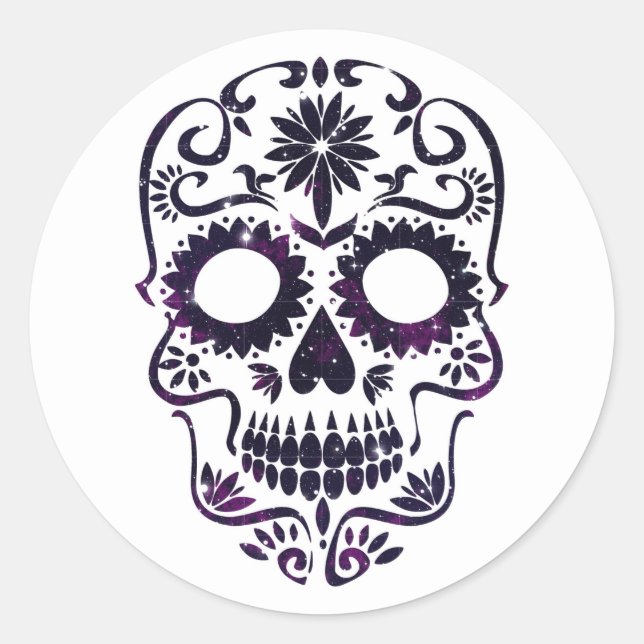Halloween Skull Classic Round Sticker (Vorderseite)