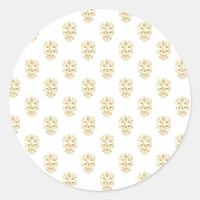 Halloween Skull Classic Round Sticker (Vorderseite)