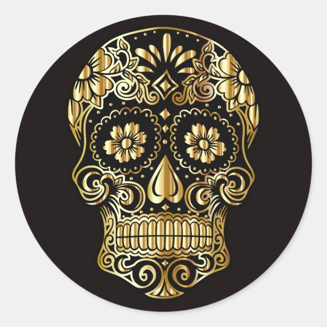 Halloween Skull Classic Round Sticker (Vorderseite)