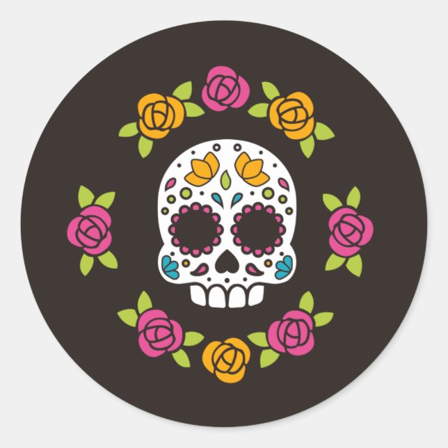 Halloween Skull Classic Round Sticker (Vorderseite)