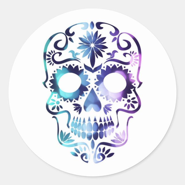 Halloween Skull Classic Round Sticker (Vorderseite)