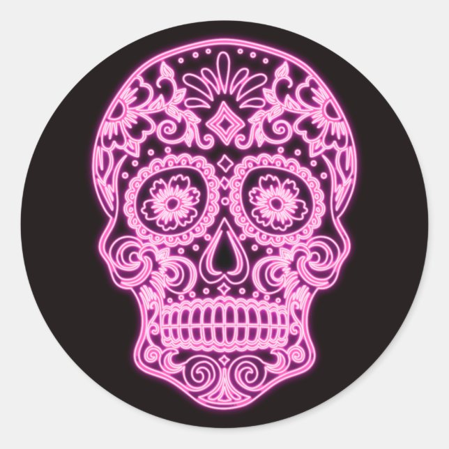 Halloween Skull Classic Round Sticker (Vorderseite)