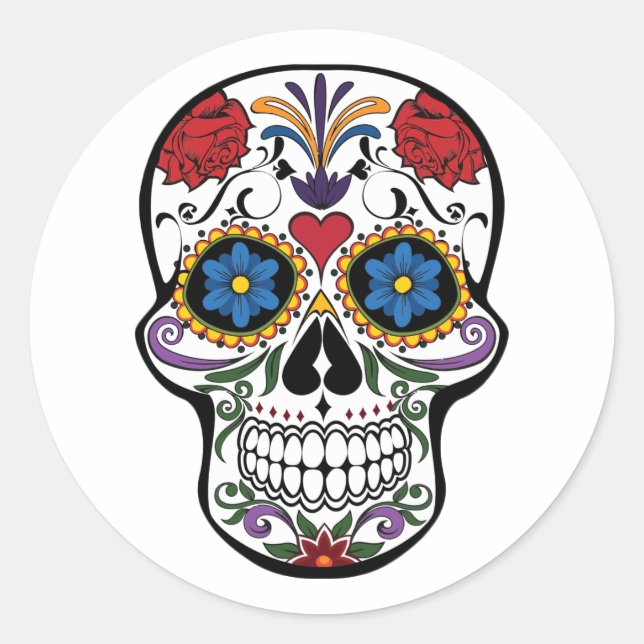 Halloween Skull Classic Round Sticker (Vorderseite)